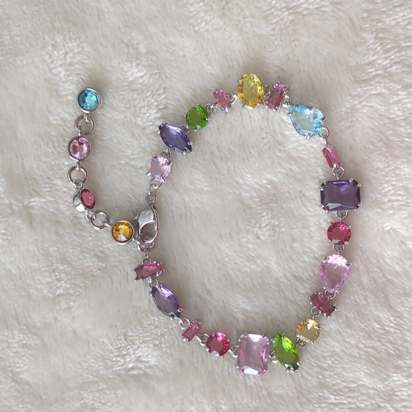 Swarovski Gema Bracelet Mixed Cuts Multicolored Rhodium Plated Swan Stamped Box - Picture 1 of 17